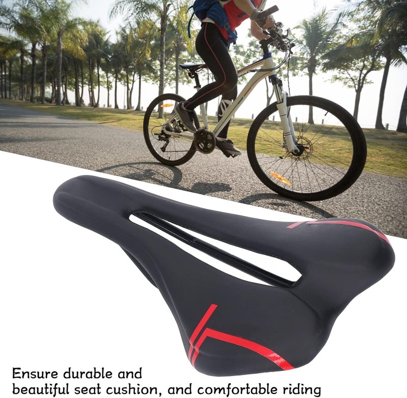 woobles Bike, Mountain Bike Saddle Cushion, Microfiber PU Leather Hollow Breathable for Road Riding, Padded Waterproof Bike Saddle - Image 2